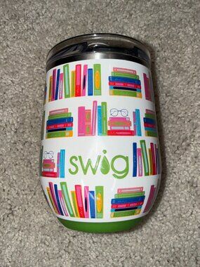 Rare Swig Book Lovers Book Club Library Book Wine Tumbler with Rubber Bottom